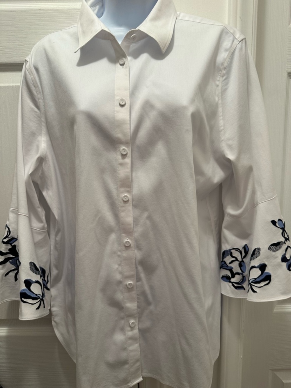 Chico's White Button-Front Top with Subtle Detail